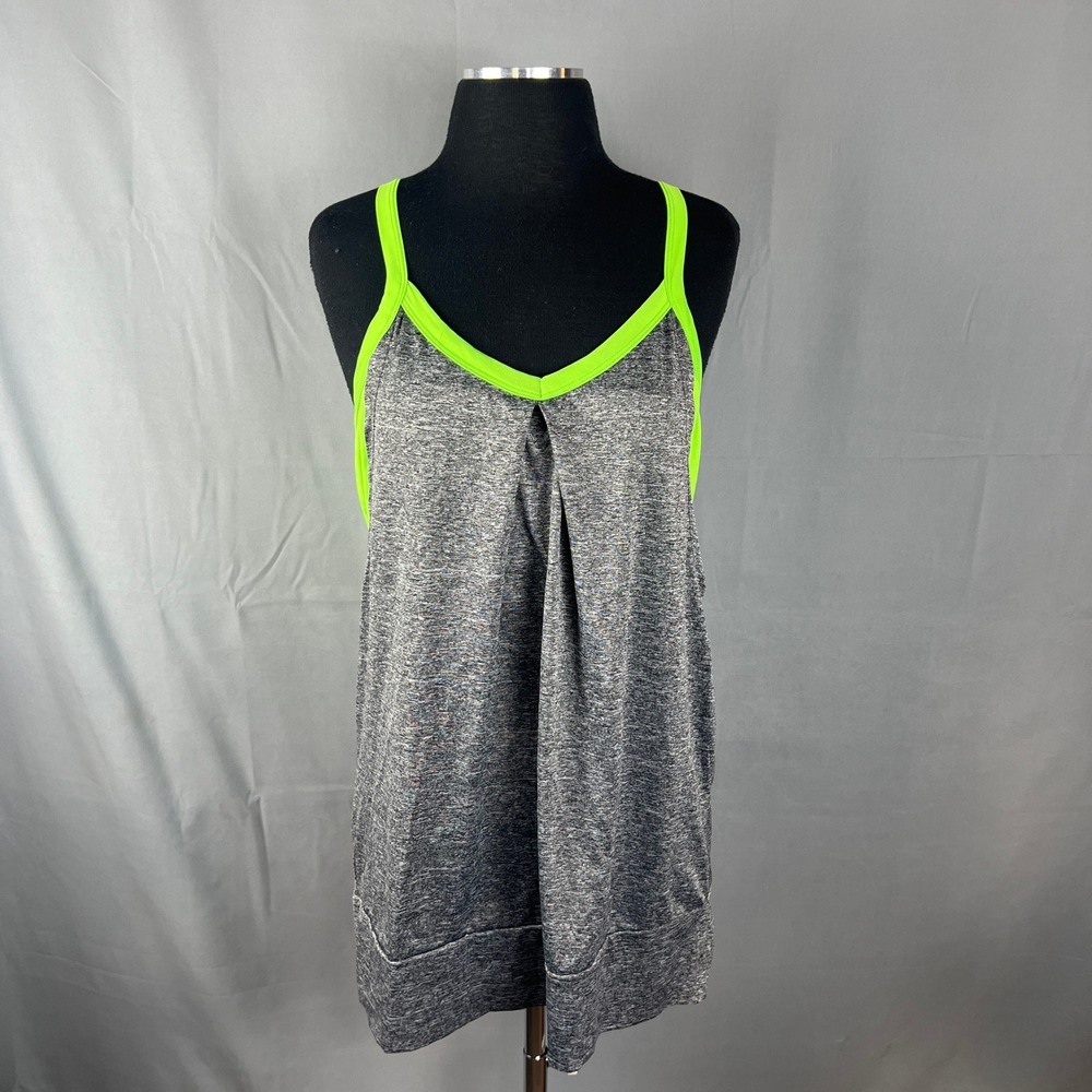 Aviva Sports Tank Top Womens 3X Heather Gray Stretch Built In Bra Workout Yoga